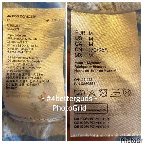 H&M Striped V-Neck Tunic Belted Tie Waist Swimsuit Cover Up Very Oversized MD - Picture 10 of 14